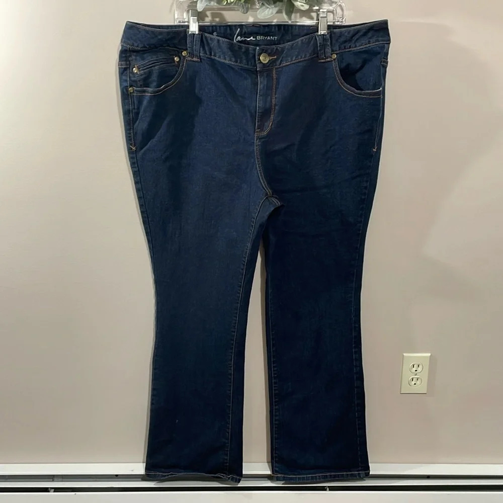 NWOT Lane Bryant Straight Fit Slim Boot Genius Fit Dark Wash Denim Jeans 28